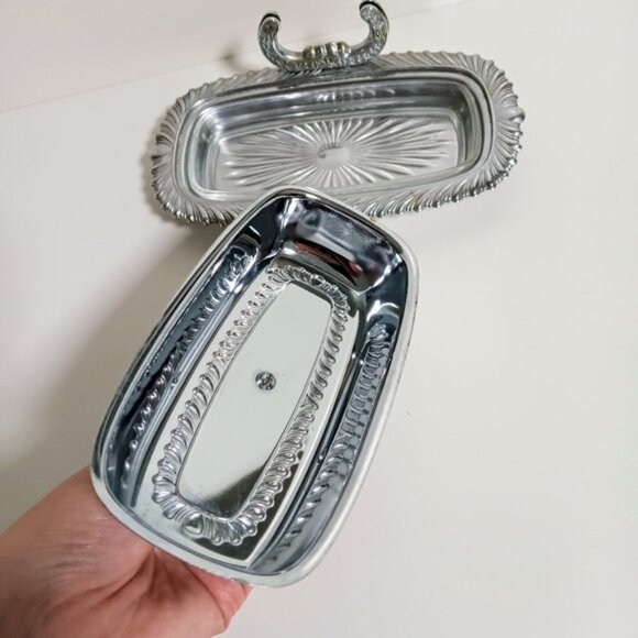 Vintage Irvinware Chrome Plated Butter Dish With Glass Insert - Picture 4 of 7